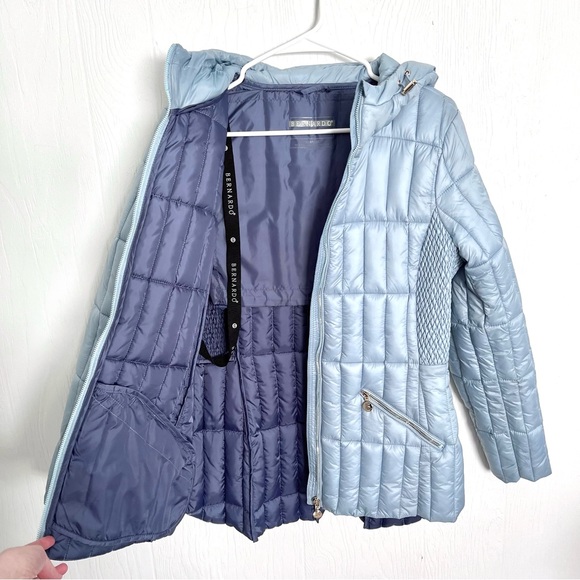 Bernardo Women’s Light Blue Quilted Puffer Winter Coat Jacket - Picture 3 of 3